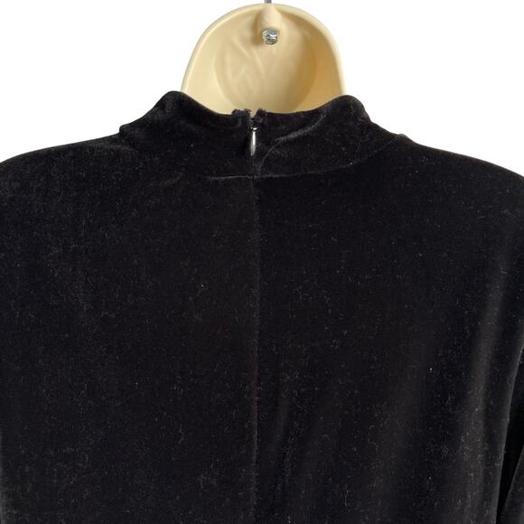 Express Dress Womens XL Black Velvet Velour Long Sleeve Mock Neck Maxi - Picture 4 of 10